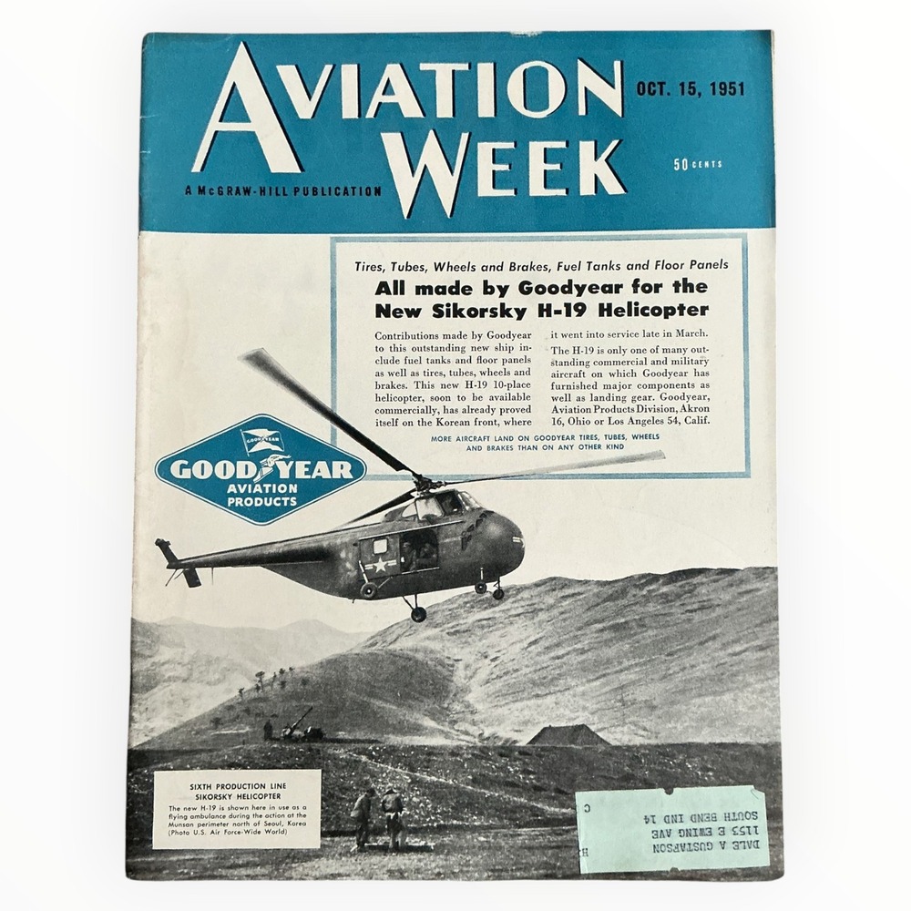Aviation Week Magazine October 15 1951 Sikorsky H 19 Helicopter IL 10